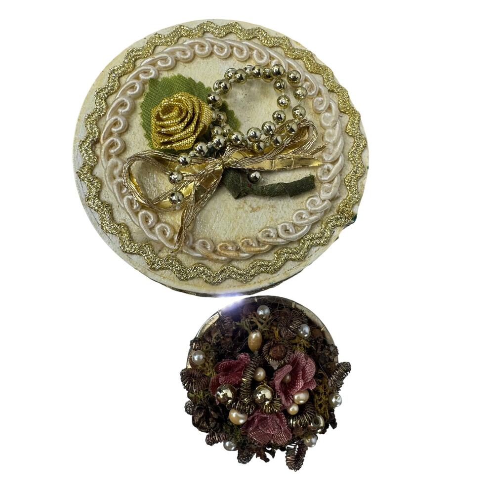Unique Vintage Embellished Hat Brooch Decorative Birch Wood Hat Box